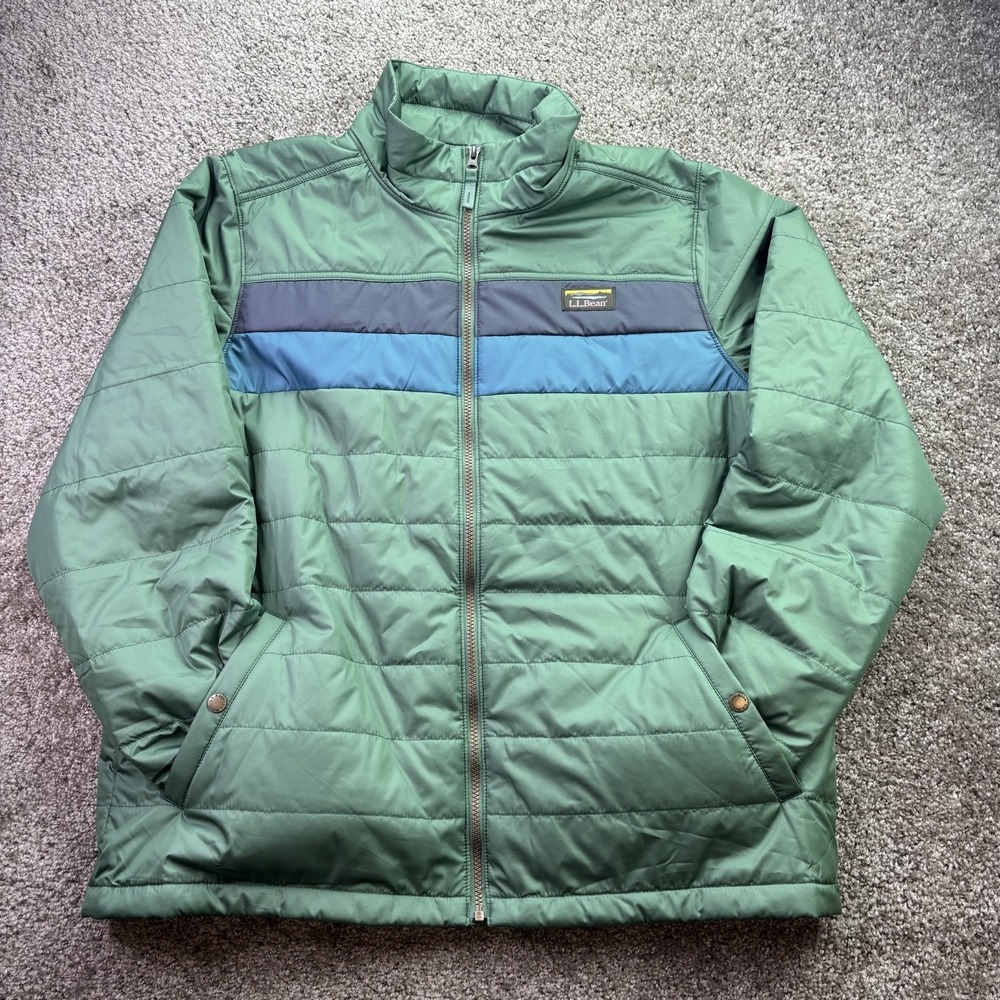 LL Bean Men's XL Colorblock Mountain Classic Down Puffer Retro Jacket Evergreen